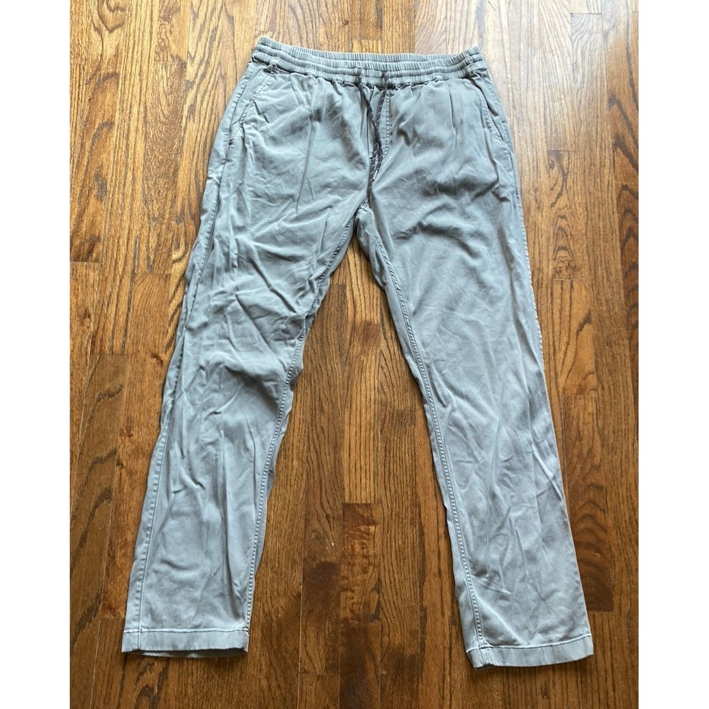 Faherty Pants Mens XL Gray Essential Drawstring Cotton Linen Blend Stretch